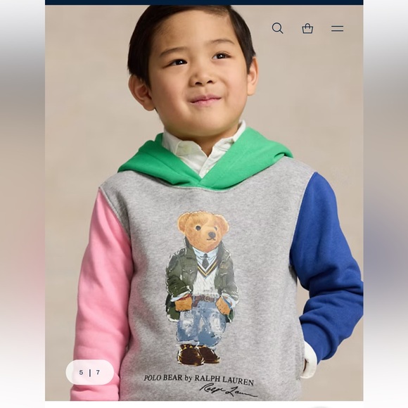 NWT Polo Ralph Lauren Boys Polo Bear Color Blocked Fleece Hoodie - Picture 3 of 13